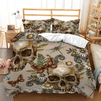 HKM-742419 Skull Digital Printed Bedding Set with Duvet Cover and Pillowcases - Multiple Sizes Available