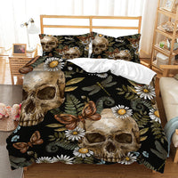 HKM-742419 Skull Digital Printed Bedding Set with Duvet Cover and Pillowcases - Multiple Sizes Available