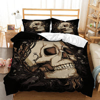 HKM-742419 Skull Digital Printed Bedding Set with Duvet Cover and Pillowcases - Multiple Sizes Available