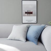 HKM-742483 Modern Geometric Throw Pillow in Light Blue and Haze Blue Velvet - Nordic Style Cushion Cover 45x45cm