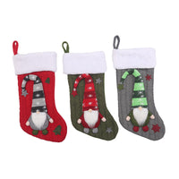 HKM-742547 Christmas Children's Gift Bag Knitted Wool Socks in Red, Green, and Gray