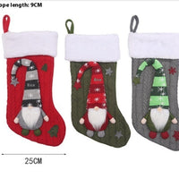 HKM-742547 Christmas Children's Gift Bag Knitted Wool Socks in Red, Green, and Gray