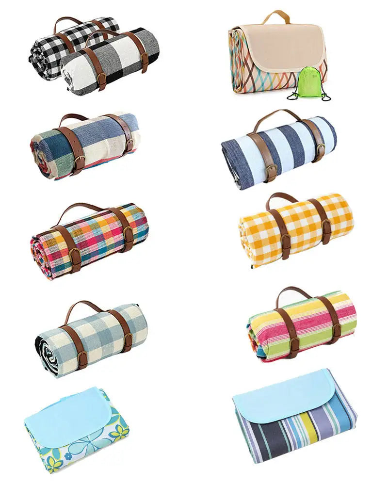 KTX-742611 Large Waterproof Picnic Mat - Thick, Roll-Up, Padded Outdoor Blanket for Beach and Outdoor Use