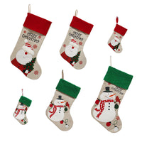 HKM-742867 Handmade Fabric Christmas Socks - Decorative Santa and Snowman Designs in Various Sizes