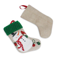 HKM-742867 Handmade Fabric Christmas Socks - Decorative Santa and Snowman Designs in Various Sizes