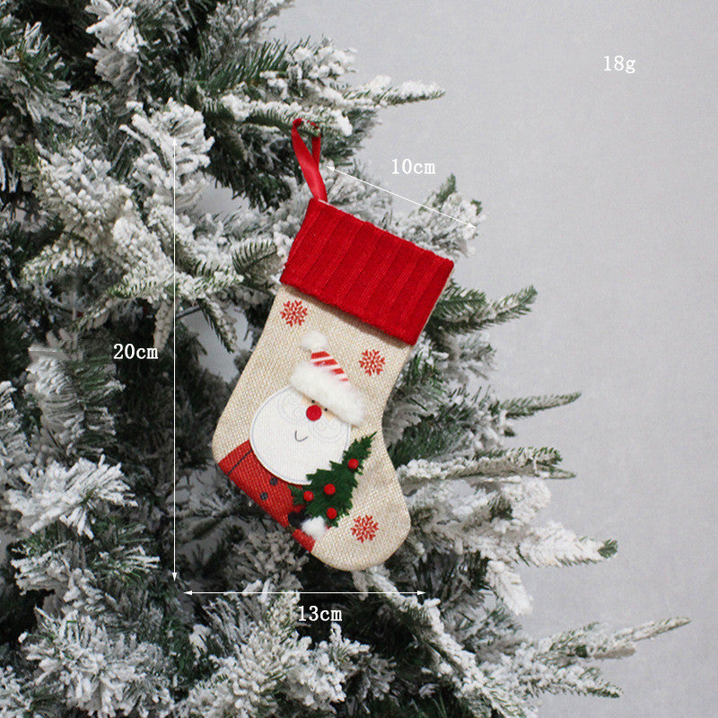 HKM-742867 Handmade Fabric Christmas Socks - Decorative Santa and Snowman Designs in Various Sizes