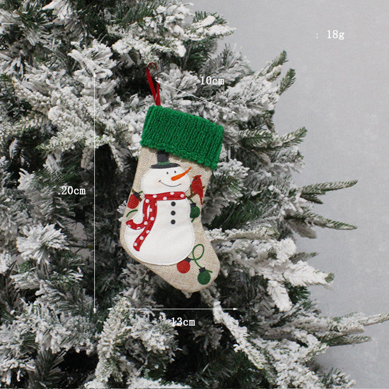 HKM-742867 Handmade Fabric Christmas Socks - Decorative Santa and Snowman Designs in Various Sizes