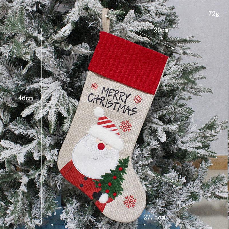 HKM-742867 Handmade Fabric Christmas Socks - Decorative Santa and Snowman Designs in Various Sizes