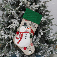 HKM-742867 Handmade Fabric Christmas Socks - Decorative Santa and Snowman Designs in Various Sizes
