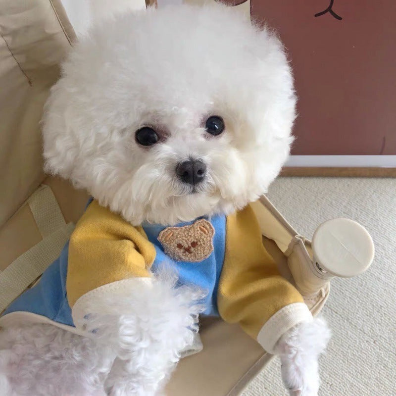 HKM-742931 Korean Style Pet Pullover Sweater for Dogs in Blue & Yellow or Pink & Purple Bear Designs
