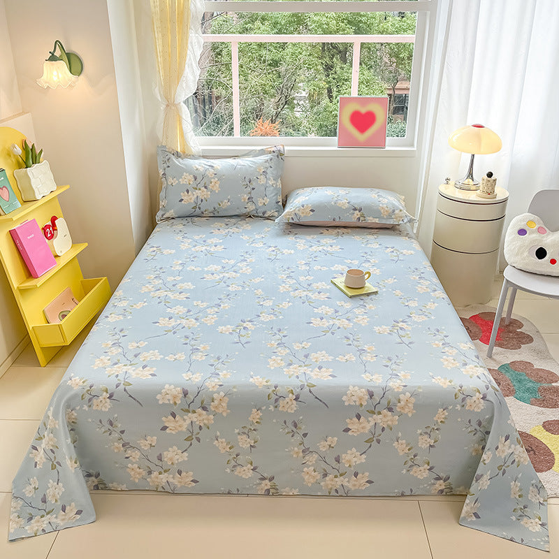 KTX-743059 Cotton Floral Bed Sheet Set in Pastoral Design - Various Sizes
