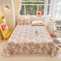 HKM-743059 Cotton Floral Bed Sheet Set in Pastoral Design - Various Sizes