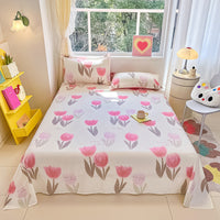 HKM-743059 Cotton Floral Bed Sheet Set in Pastoral Design - Various Sizes