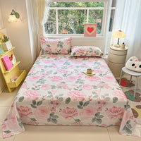HKM-743059 Cotton Floral Bed Sheet Set in Pastoral Design - Various Sizes
