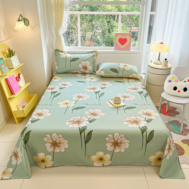 KTX-743059 Cotton Floral Bed Sheet Set in Pastoral Design - Various Sizes