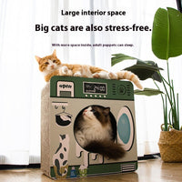 HKM-743059 Washing Machine Style Cat Scratch Board and Nest Toy for Cats