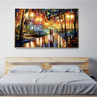 HKM-743187 Hand-painted Impressionist Oil Painting of a Modern Minimalist Rain Scene - Canvas Art, Frameless, Various Sizes Available
