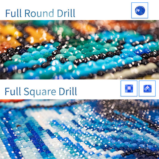 HKM-743251 DIY Round Diamond Painting Art Kit - Transparent Printing Canvas with Diamonds and Tools