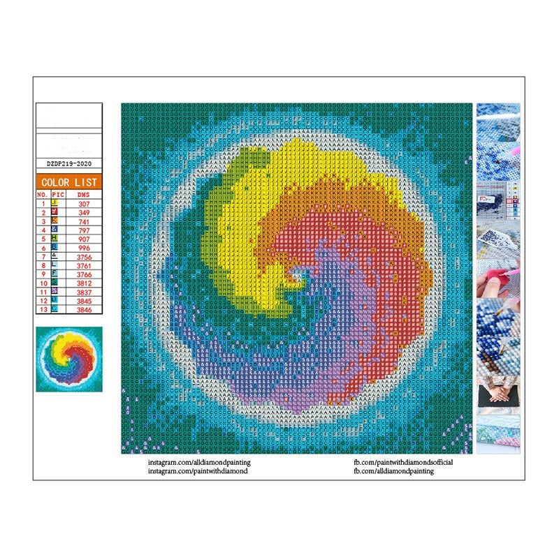 HKM-743251 DIY Round Diamond Painting Art Kit - Transparent Printing Canvas with Diamonds and Tools