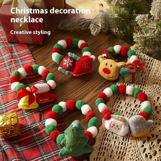 HKM-743251 Festive Plush Pet Christmas Collar Decoration - Santa, Tree, Elk & More