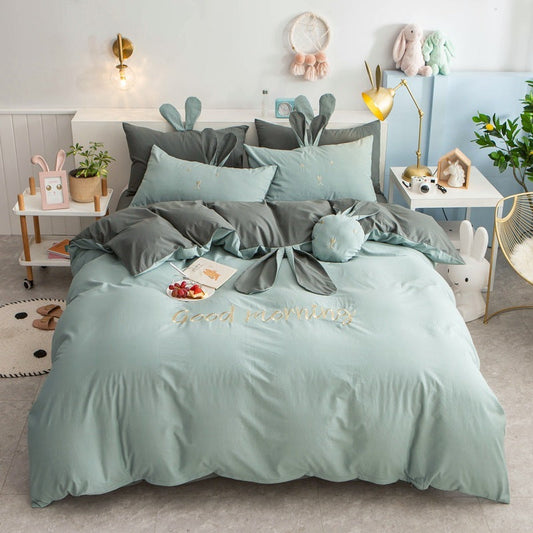 HKM-743251 Princess Style Heart Quilt Bedding Set for Spring & Summer - 100% Cotton, Available in Multiple Colors and Sizes