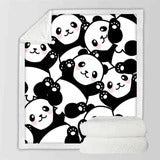 HKM-743571 Panda Series Quilted Flannel Digital Print Blanket