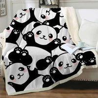 HKM-743571 Panda Series Quilted Flannel Digital Print Blanket