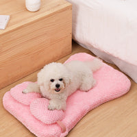 HKM-743955 Soft Plush Pet Bed Mat With Pillow Calming Cushion Dog Cat Large Cleaning Puppy Bed Bed For Cats Sofa