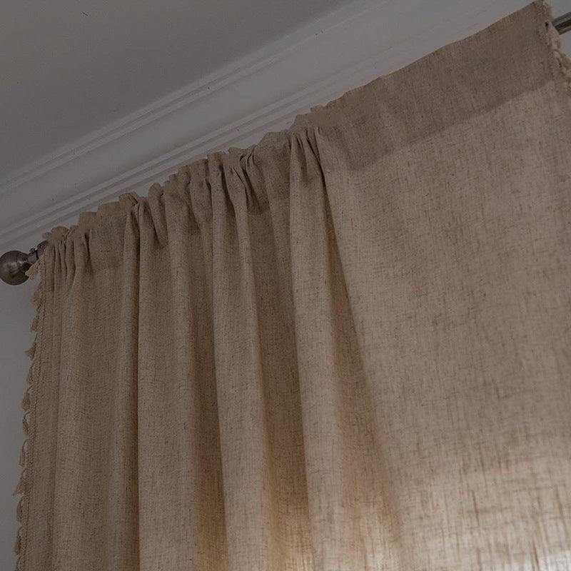 KTX-743955 Solid Color Linen-Like Half Shade Curtain for Bedroom and Living Room, Various Styles & Sizes Available