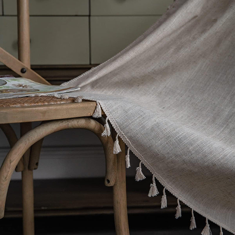 KTX-743955 Solid Color Linen-Like Half Shade Curtain for Bedroom and Living Room, Various Styles & Sizes Available