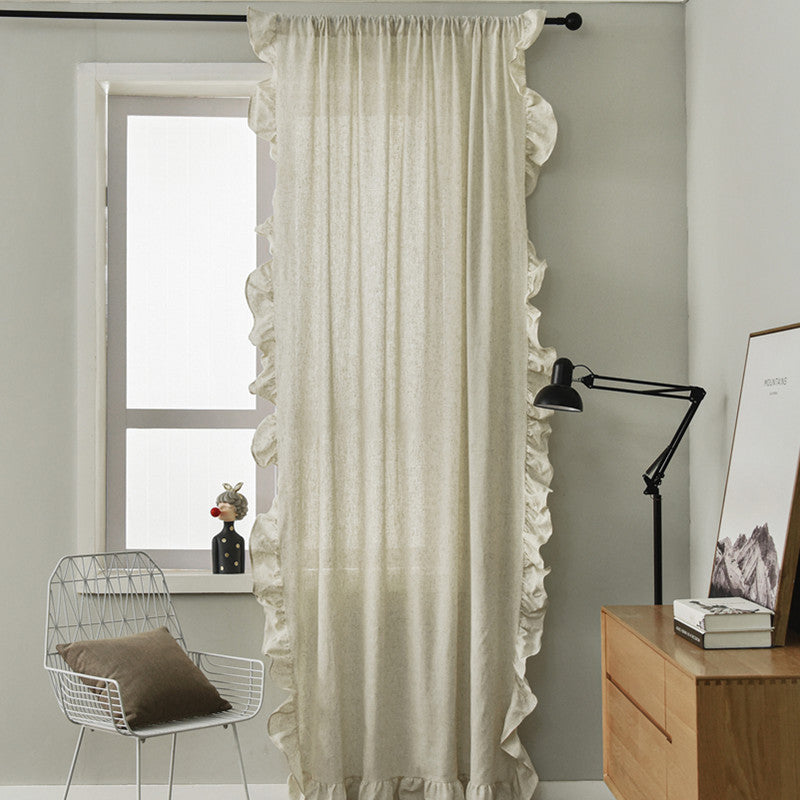 KTX-743955 Solid Color Linen-Like Half Shade Curtain for Bedroom and Living Room, Various Styles & Sizes Available
