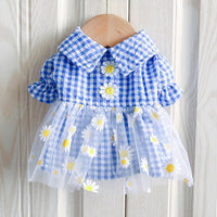 HKM-744019 Summer Floral Lace Dress for Small Dogs - Lightweight Polyester, Multiple Sizes Available