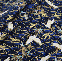 HKM-744083 Japanese Style 100% Cotton Fairy Crane Peacock Patchwork Cloth Set - 6 Piece Animal Print Design