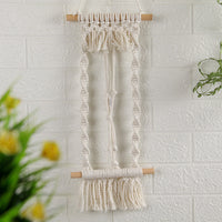 HKM-744339 Hand-Woven Cotton Rope Wall Tapestry with Dried Flower Decoration - Rectangle, European Style (20x45cm)