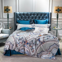 HKM-744403 Cotton Long-staple Satin Four-piece Bedding Set with Floral Patterns