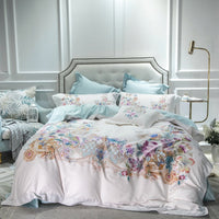 HKM-744403 Cotton Long-staple Satin Four-piece Bedding Set with Floral Patterns