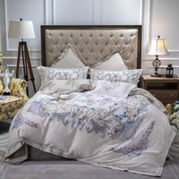 HKM-744403 Cotton Long-staple Satin Four-piece Bedding Set with Floral Patterns