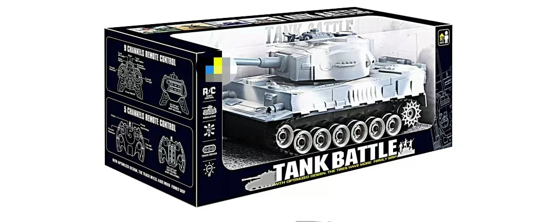 HKM-744403 Remote Control Tank Vehicle with Lighting and Music - 2.4G Nine Channel Dual Control for Kids