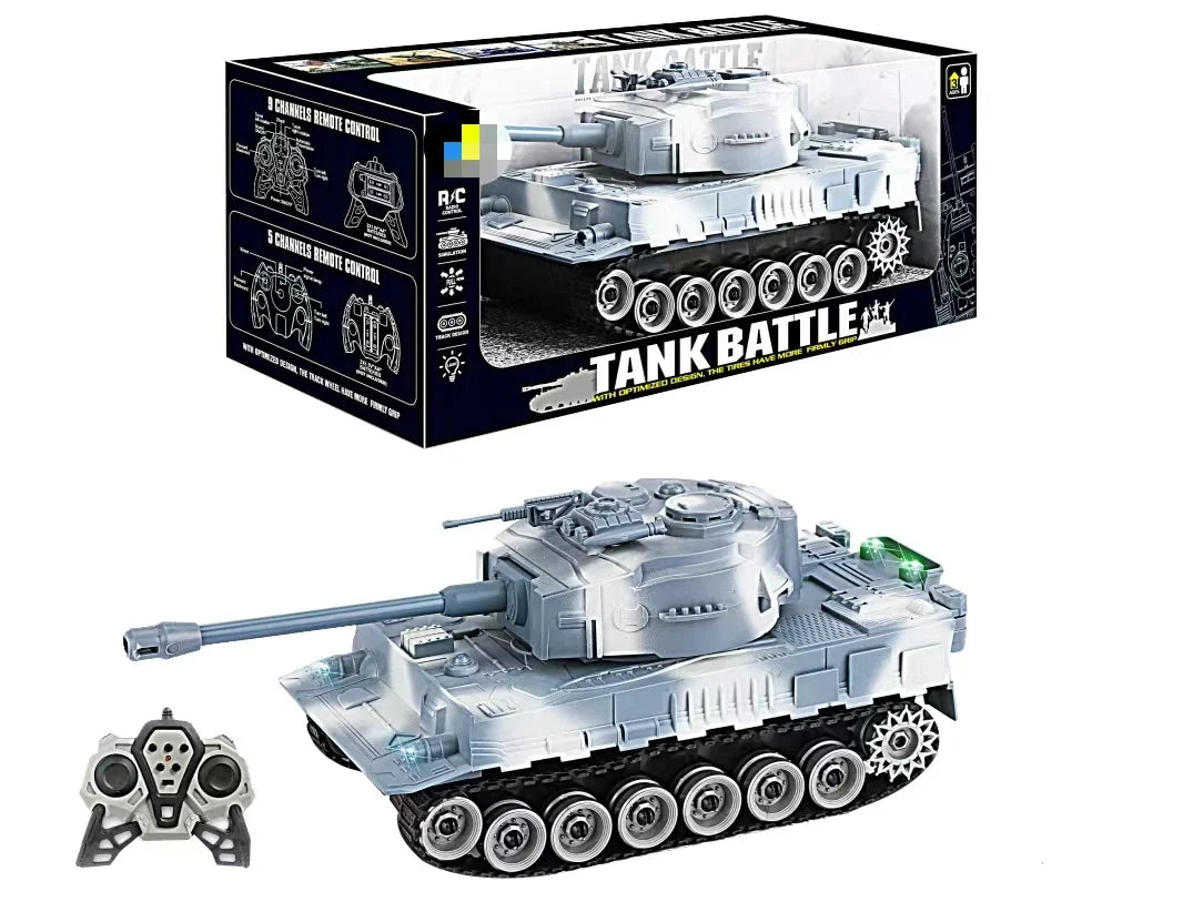 HKM-744403 Remote Control Tank Vehicle with Lighting and Music - 2.4G Nine Channel Dual Control for Kids