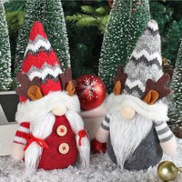 HKM-744531 Christmas Deer Horn Doll - Grey and Red High Hat Decorative Figure