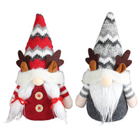 HKM-744531 Christmas Deer Horn Doll - Grey and Red High Hat Decorative Figure
