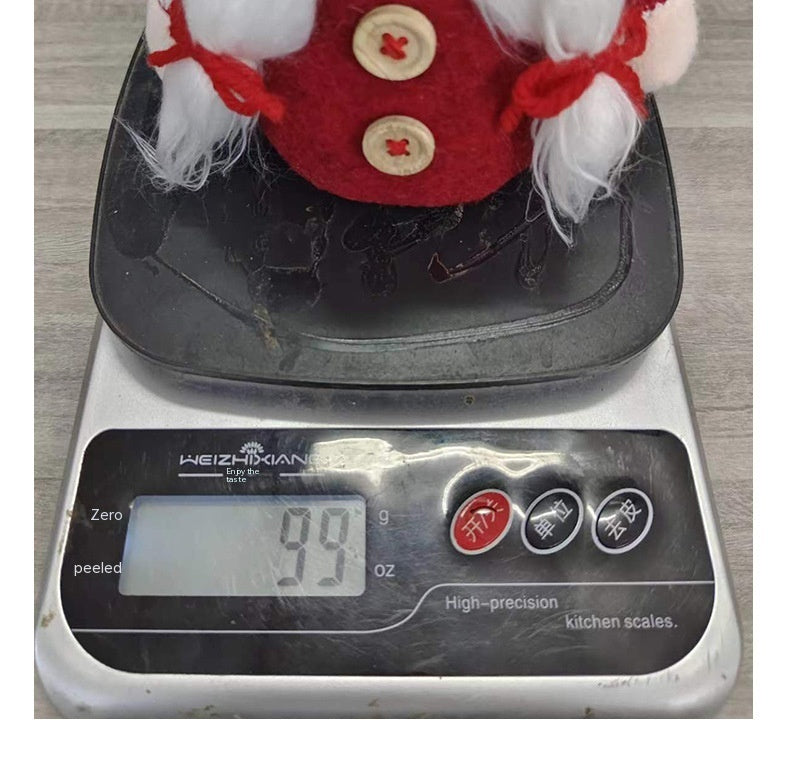 HKM-744531 Christmas Deer Horn Doll - Grey and Red High Hat Decorative Figure