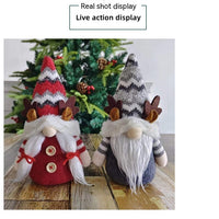 HKM-744531 Christmas Deer Horn Doll - Grey and Red High Hat Decorative Figure