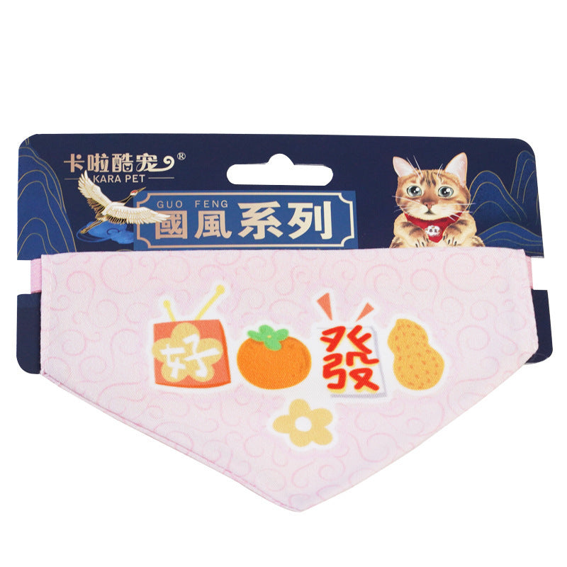 HKM-744659 Adjustable Polyester Triangular Pet Scarf with Colorful Patterns for All Seasons