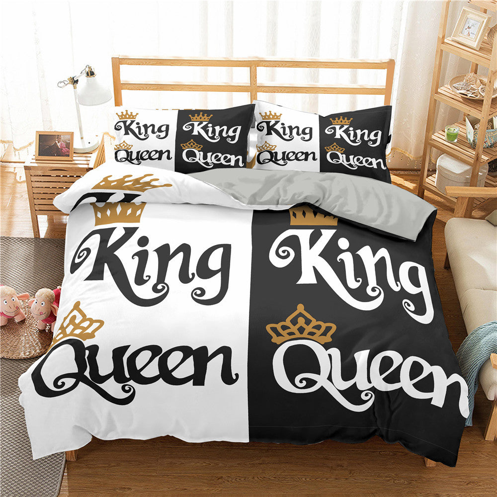HKM-744723 Three-Piece Digital Printed Duvet Cover Set with Pillowcases in Various Sizes