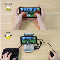 HKM-744915 Mobile Game Controller Compatible with iOS and Android Devices - Bluetooth Keyboard & Mouse Adapter