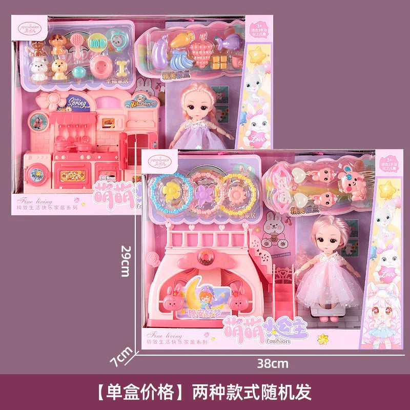 HKM-745235 Fantasy DIY Dress Up Dolls Gift Set - Cute Educational Princess Toy for Ages 0 to 14 Years