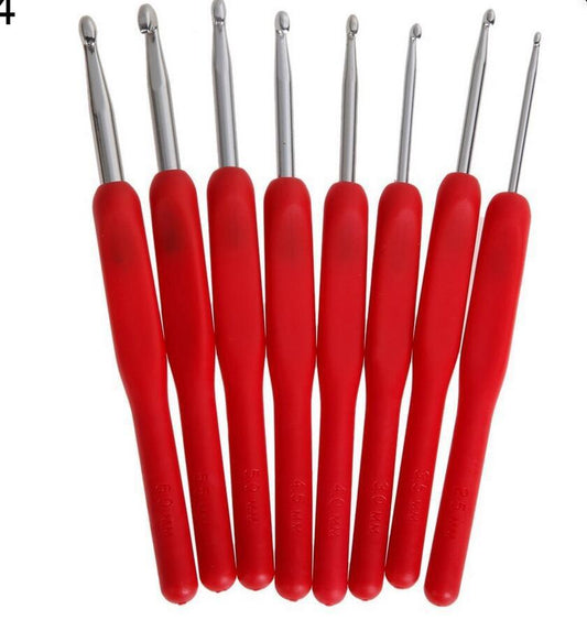 HKM-745235 Knitting Tools Set with 8 Comfort Handle Crochet Needles in Various Sizes