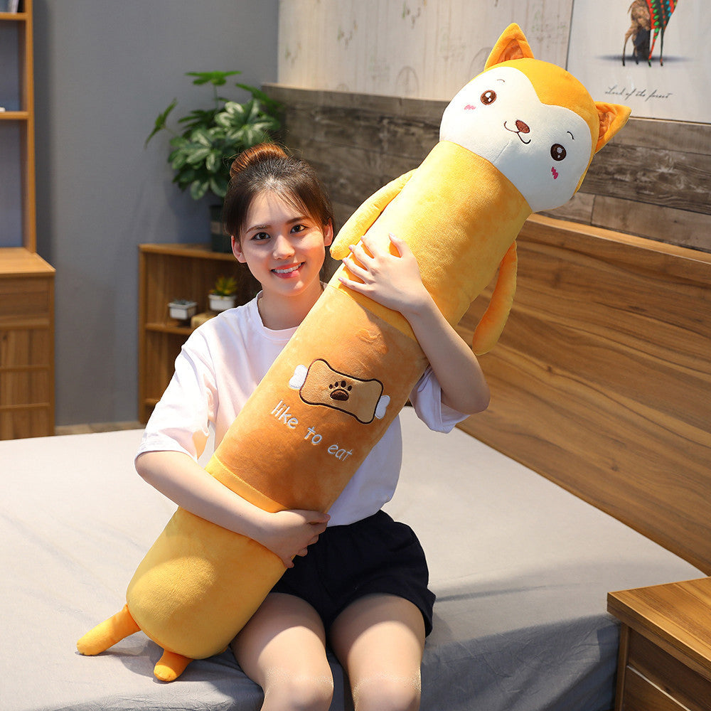 HKM-745683 Cartoon Plush Long Pillow - Super Soft Crystal Fabric - Available in Panda, Shiba Inu, Rabbit, Cat, and Hamster Designs (95/140/170cm)