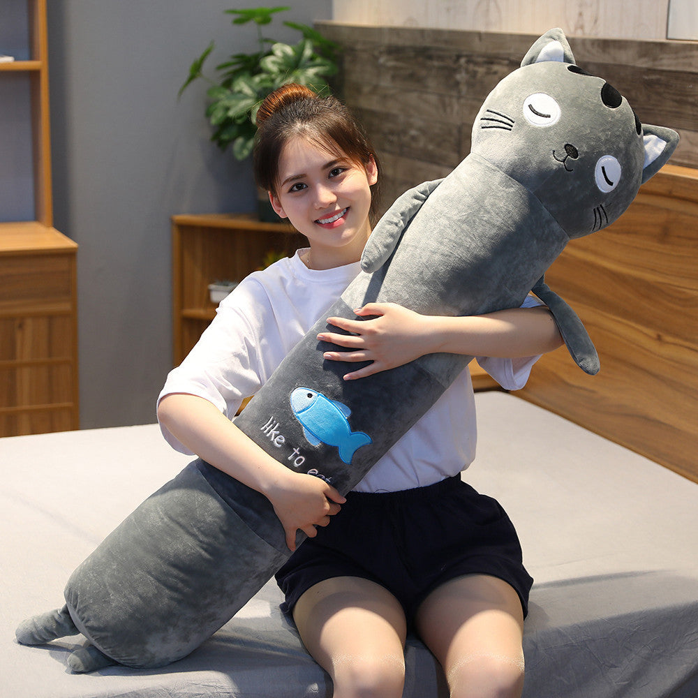 HKM-745683 Cartoon Plush Long Pillow - Super Soft Crystal Fabric - Available in Panda, Shiba Inu, Rabbit, Cat, and Hamster Designs (95/140/170cm)